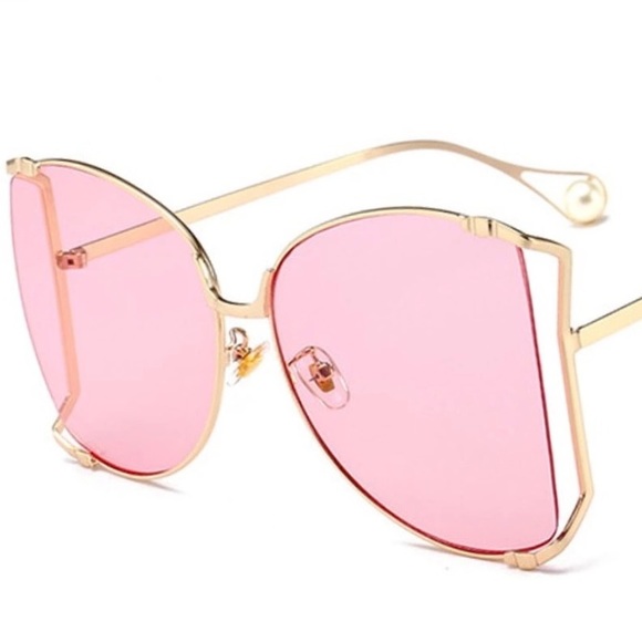 Oversized sunglasses gold frame pink gradient lens - Picture 2 of 3
